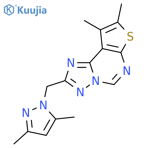 <br>2-(3,5-Dimethyl-pyrazol-1-ylmethyl)-8,9-dimethyl-thieno[3,2-e][1,2,4]triazo lo[1,5-c]pyrimidine structure