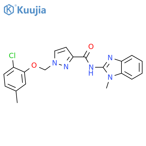 <br>1-[(2-chloro-5-methylphenoxy)methyl]-N-(1-methyl-1H-benzimidazol-2-yl)-1H-p yrazole-3-carboxamide structure