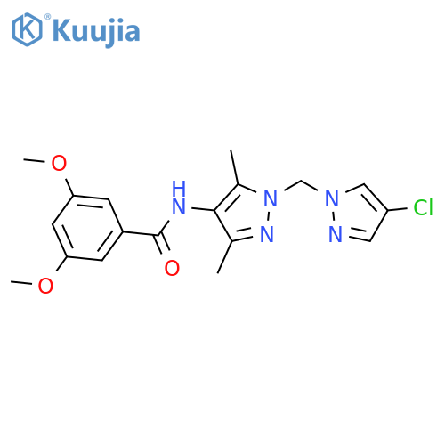 <br>N-[1-(4-Chloro-pyrazol-1-ylmethyl)-3,5-dimethyl-1H-pyrazol-4-yl]-3,5-dimeth oxy-benzamide structure