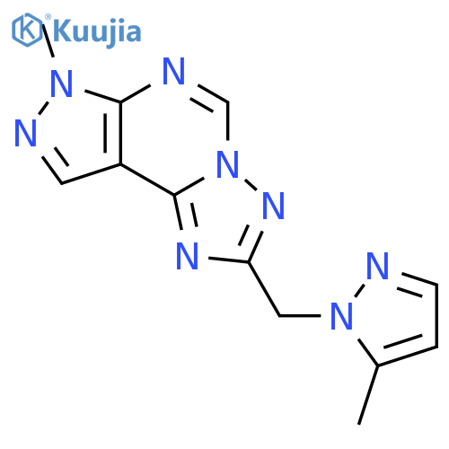 <br>7-Methyl-2-(5-methyl-pyrazol-1-ylmethyl)-7H-pyrazolo[4,3-e][1,2,4]triazolo[ 1,5-c]pyrimidine structure