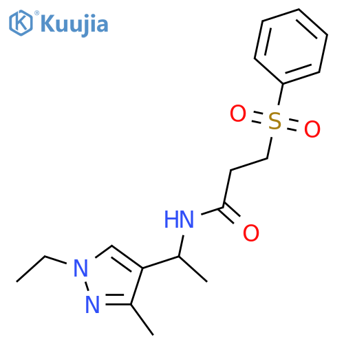 <br>3-Benzenesulfonyl-N-[1-(1-ethyl-3-methyl-1H-pyrazol-4-yl)-ethyl]-propionami de structure