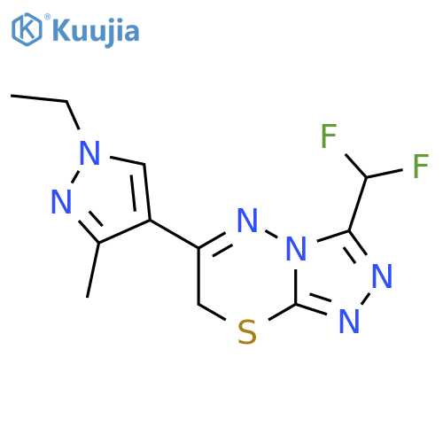 4-3-(difluoromethyl)-7H-1,2,4triazolo3,4-b1,3,4thiadiazin-6-yl-1-ethyl-3-methyl-1H-pyrazole structure