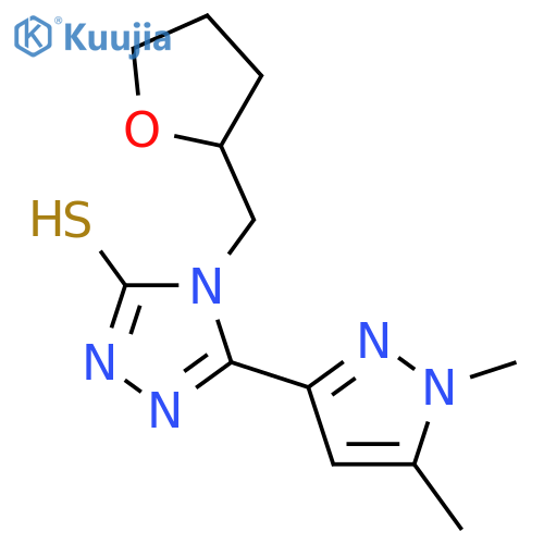 <br>5-(1,5-Dimethyl-1H-pyrazol-3-yl)-4-(tetrahydro-furan-2-ylmethyl)-4H-[1,2,4] triazole-3-thiol structure