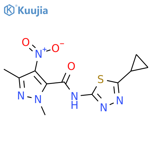 <br>2,5-Dimethyl-4-nitro-2H-pyrazole-3-carboxylic acid (5-cyclopropyl-[1,3,4]th iadiazol-2-yl)-amide structure