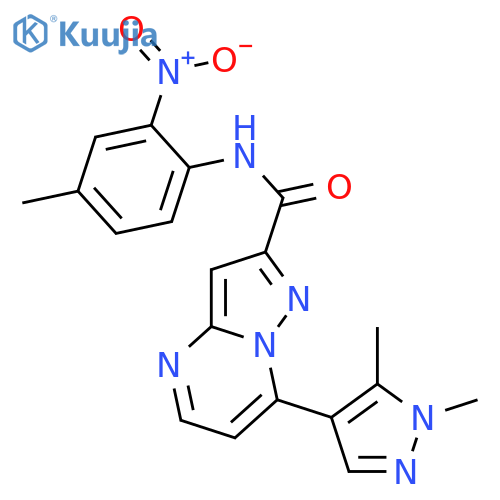 <br>7-(1,5-dimethyl-1H-pyrazol-4-yl)-N-(4-methyl-2-nitrophenyl)pyrazolo[1,5-a]p yrimidine-2-carboxamide structure