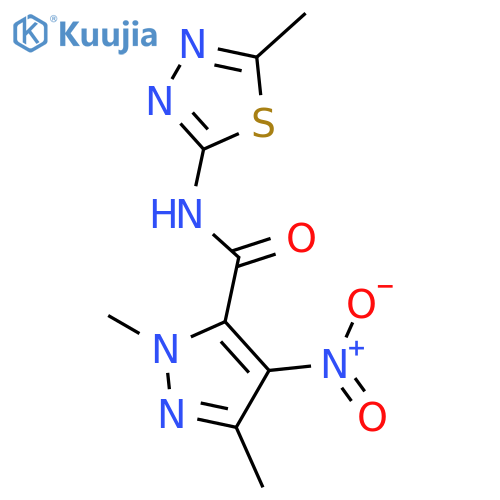 <br>1,3-dimethyl-N-(5-methyl-1,3,4-thiadiazol-2-yl)-4-nitro-1H-pyrazole-5-carbo xamide structure