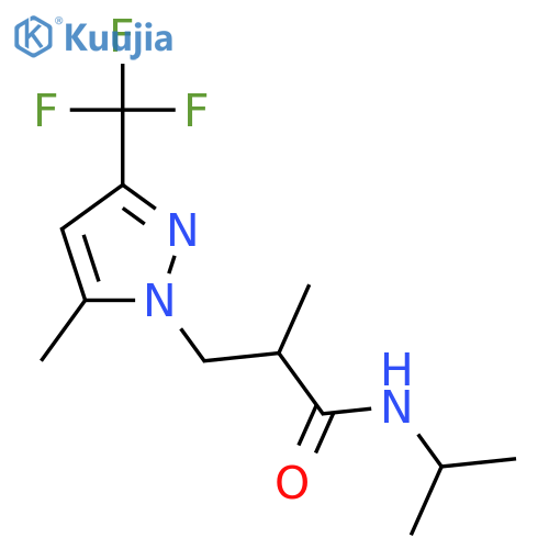 <br>2-methyl-3-[5-methyl-3-(trifluoromethyl)-1H-pyrazol-1-yl]-N-(propan-2-yl)pr opanamide structure