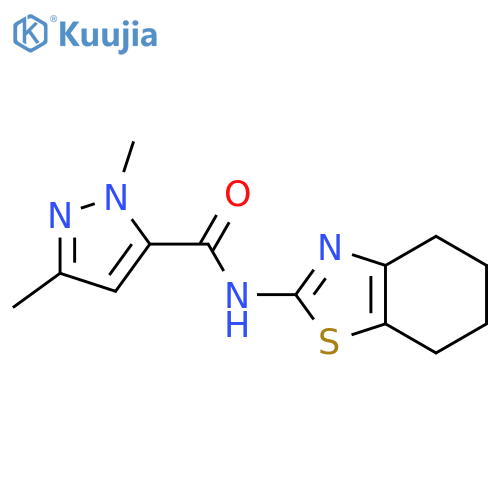 1,3-dimethyl-N-(4,5,6,7-tetrahydro-1,3-benzothiazol-2-yl)-1H-pyrazole-5-carboxamide structure