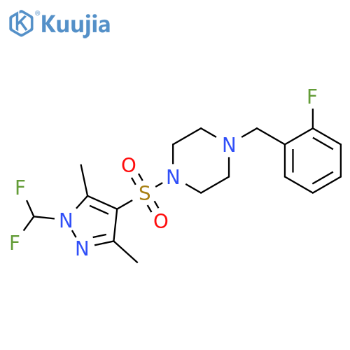 <br>1-(1-Difluoromethyl-3,5-dimethyl-1H-pyrazole-4-sulfonyl)-4-(2-fluoro-benzyl )-piperazine structure