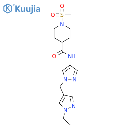 <br>N-{1-[(1-ethyl-1H-pyrazol-4-yl)methyl]-1H-pyrazol-4-yl}-1-(methylsulfonyl)p iperidine-4-carboxamide structure