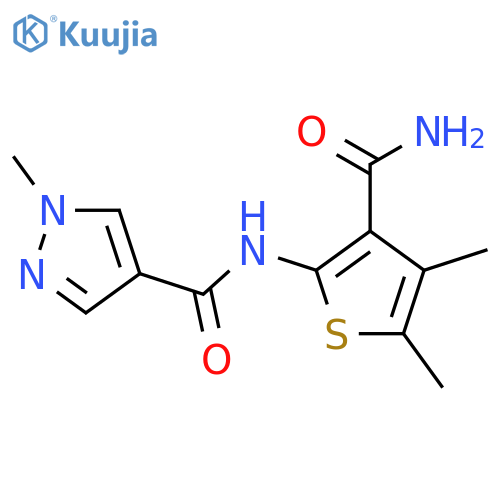 <br>1-Methyl-1H-pyrazole-4-carboxylic acid (3-carbamoyl-4,5-dimethyl-thiophen-2 -yl)-amide structure