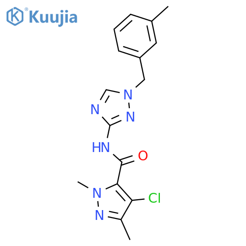 <br>4-chloro-1,3-dimethyl-N-[1-(3-methylbenzyl)-1H-1,2,4-triazol-3-yl]-1H-pyraz ole-5-carboxamide structure