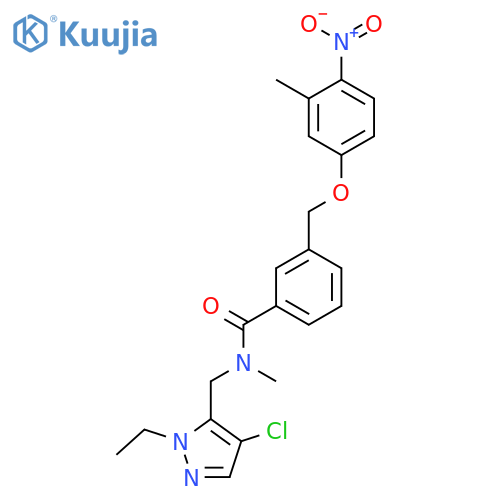 <br>N-(4-Chloro-2-ethyl-2H-pyrazol-3-ylmethyl)-N-methyl-3-(3-methyl-4-nitro-phe noxymethyl)-benzamide structure