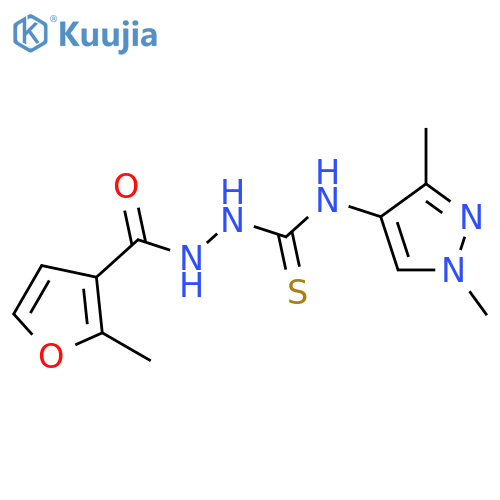<br>N-(1,3-dimethyl-1H-pyrazol-4-yl)-2-(2-methyl-3-furoyl)hydrazinecarbothioami de structure