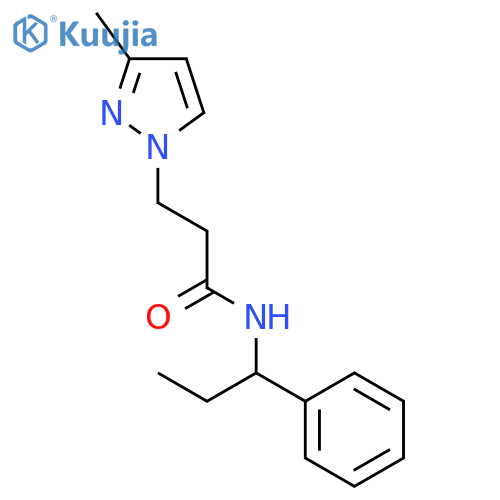 3-(3-Methyl-pyrazol-1-yl)-N-(1-phenyl-propyl)-propionamide structure