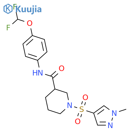 <br>1-(1-Methyl-1H-pyrazole-4-sulfonyl)-piperidine-3-carboxylic acid (4-difluor omethoxy-phenyl)-amide structure