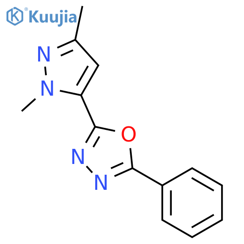 2-(1,3-dimethyl-1H-pyrazol-5-yl)-5-phenyl-1,3,4-oxadiazole structure