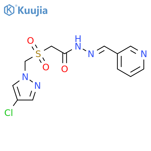 <br>(4-Chloro-pyrazol-1-ylmethanesulfonyl)-acetic acid pyridin-3-ylmethylene-hy drazide structure
