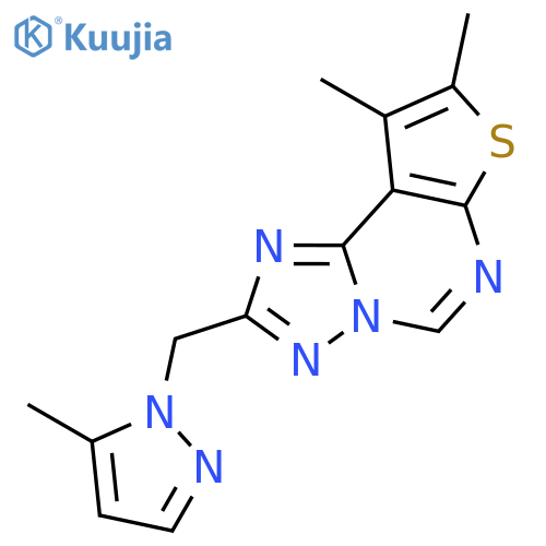 <br>8,9-Dimethyl-2-(5-methyl-pyrazol-1-ylmethyl)-thieno[3,2-e][1,2,4]triazolo[1 ,5-c]pyrimidine structure