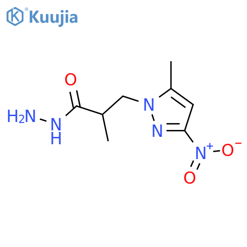 2-Methyl-3-(5-methyl-3-nitro-1H-pyrazol-1-yl)propanehydrazide structure