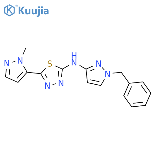 <br>(1-Benzyl-1H-pyrazol-3-yl)-[5-(2-methyl-2H-pyrazol-3-yl)-[1,3,4]thiadiazol- 2-yl]-amine structure