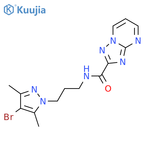 <br>N-[3-(4-bromo-3,5-dimethyl-1H-pyrazol-1-yl)propyl][1,2,4]triazolo[1,5-a]pyr imidine-2-carboxamide structure