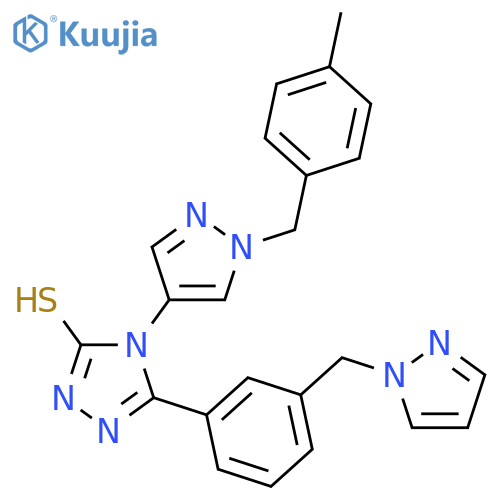 <br>4-[1-(4-Methyl-benzyl)-1H-pyrazol-4-yl]-5-(3-pyrazol-1-ylmethyl-phenyl)-4H- [1,2,4]triazole-3-thiol structure