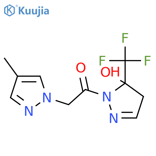 <br>1-(5-Hydroxy-5-trifluoromethyl-4,5-dihydro-pyrazol-1-yl)-2-(4-methyl-pyrazo l-1-yl)-ethanone structure