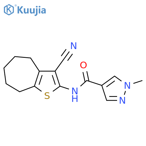 <br>N-(3-cyano-5,6,7,8-tetrahydro-4H-cyclohepta[b]thien-2-yl)-1-methyl-1H-pyraz ole-4-carboxamide structure