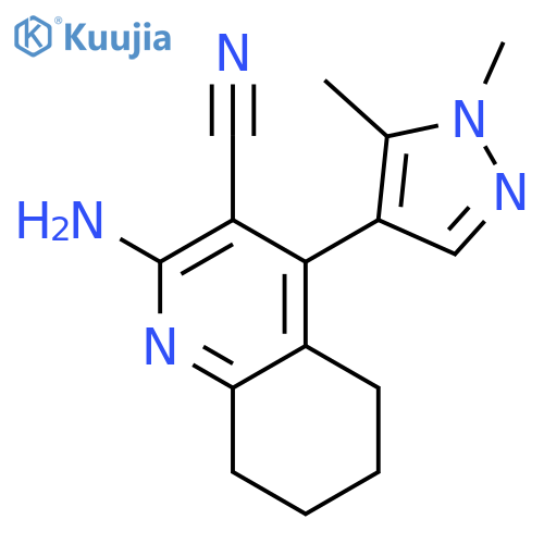 <br>2-amino-4-(1,5-dimethyl-1H-pyrazol-4-yl)-5,6,7,8-tetrahydroquinoline-3-carb onitrile structure
