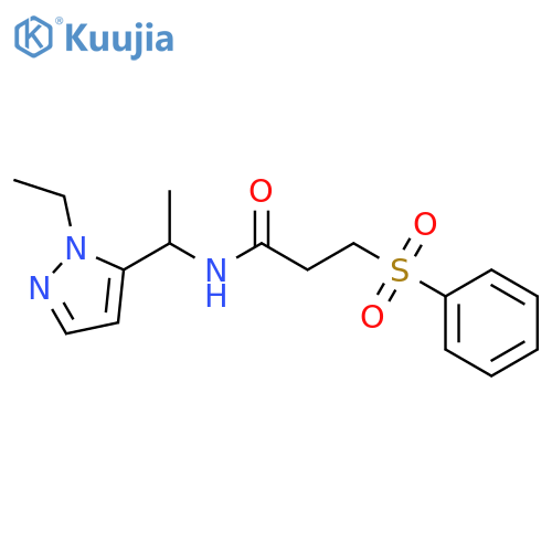 3-Benzenesulfonyl-N-[1-(2-ethyl-2H-pyrazol-3-yl)-ethyl]-propionamide structure