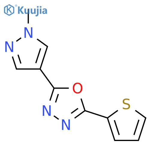 2-(1-Methyl-1H-pyrazol-4-yl)-5-thiophen-2-yl-[1,3,4]oxadiazole structure
