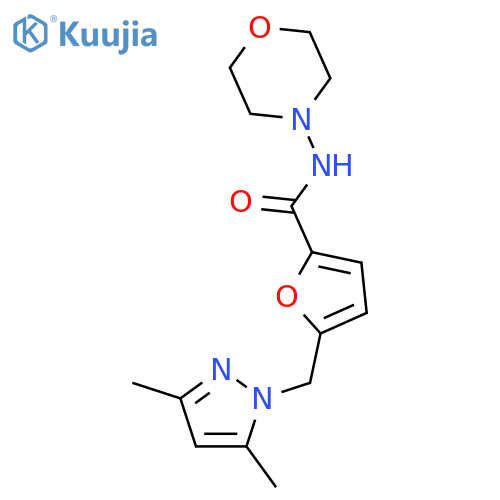 <br>5-(3,5-Dimethyl-pyrazol-1-ylmethyl)-furan-2-carboxylic acid morpholin-4-yla mide structure