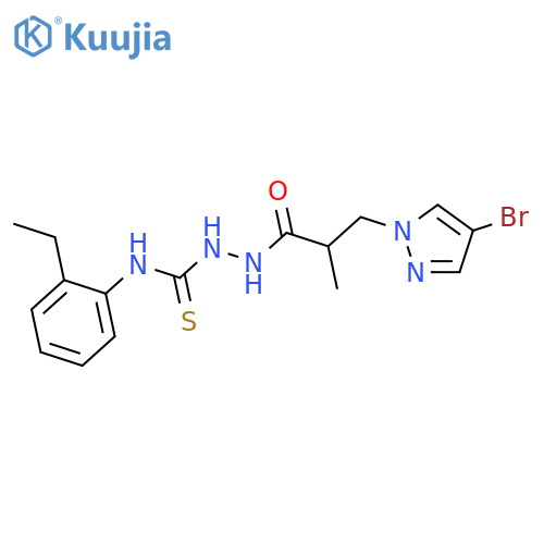 <br>2-[3-(4-bromo-1H-pyrazol-1-yl)-2-methylpropanoyl]-N-(2-ethylphenyl)hydrazin ecarbothioamide structure