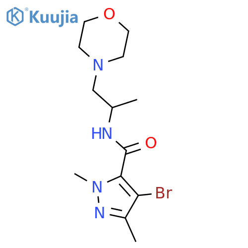 <br>4-bromo-1,3-dimethyl-N-[1-(morpholin-4-yl)propan-2-yl]-1H-pyrazole-5-carbox amide structure