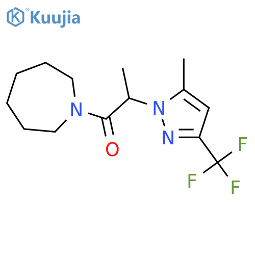 <br>1-(azepan-1-yl)-2-[5-methyl-3-(trifluoromethyl)-1H-pyrazol-1-yl]propan-1-on e structure