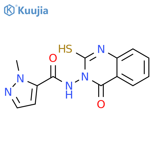 1-methyl-N-(4-oxo-2-sulfanylquinazolin-3(4H)-yl)-1H-pyrazole-5-carboxamide structure