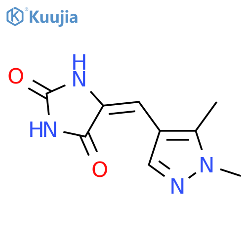 (5Z)-5-[(1,5-dimethyl-1H-pyrazol-4-yl)methylidene]imidazolidine-2,4-dione structure