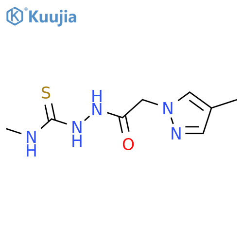 N-methyl-2-[(4-methyl-1H-pyrazol-1-yl)acetyl]hydrazinecarbothioamide structure
