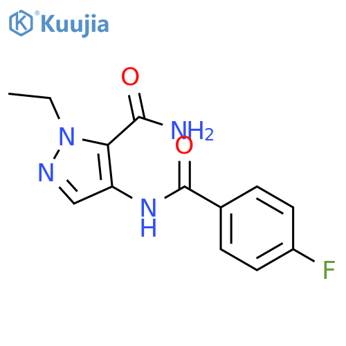 1-ethyl-4-[(4-fluorobenzoyl)amino]-1H-pyrazole-5-carboxamide structure
