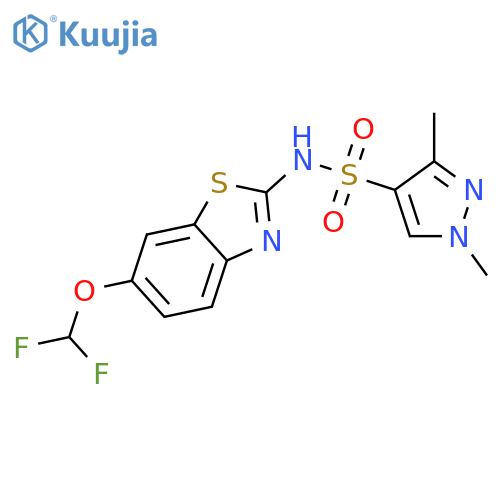 <br>1,3-Dimethyl-1H-pyrazole-4-sulfonic acid (6-difluoromethoxy-benzothiazol-2- yl)-amide structure