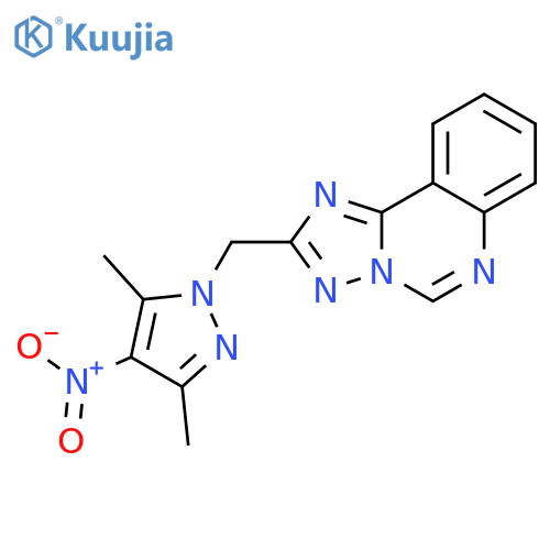 <br>2-(3,5-Dimethyl-4-nitro-pyrazol-1-ylmethyl)-[1,2,4]triazolo[1,5-c]quinazoli ne structure