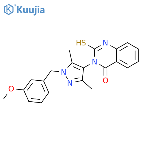 <br>2-Mercapto-3-[1-(3-methoxy-benzyl)-3,5-dimethyl-1H-pyrazol-4-yl]-3H-quinazo lin-4-one structure