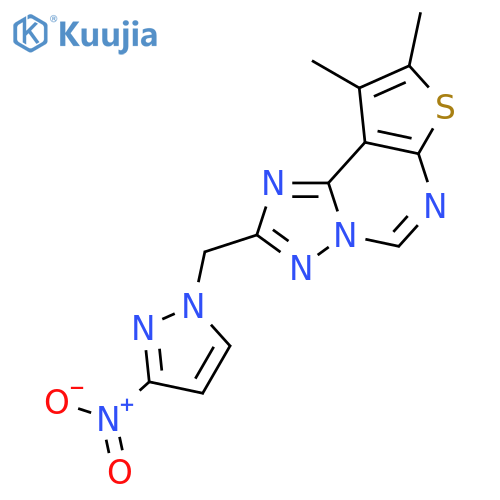 <br>8,9-Dimethyl-2-(3-nitro-pyrazol-1-ylmethyl)-thieno[3,2-e][1,2,4]triazolo[1, 5-c]pyrimidine structure