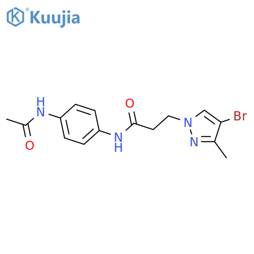 N-(4-Acetylamino-phenyl)-3-(4-bromo-3-methyl-pyrazol-1-yl)-propionamide structure