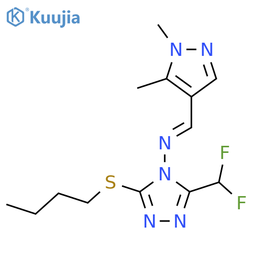 <br>(3-Butylsulfanyl-5-difluoromethyl-[1,2,4]triazol-4-yl)-(1,5-dimethyl-1H-pyr azol-4-ylmethylene)-amine structure