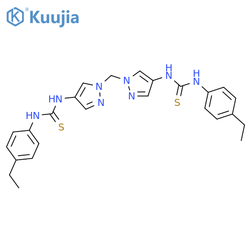 1,1'-[methanediylbis(1H-pyrazole-1,4-diyl)]bis[3-(4-ethylphenyl)(thiourea)] structure