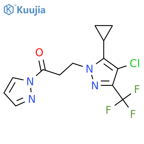 <br>3-[4-chloro-5-cyclopropyl-3-(trifluoromethyl)-1H-pyrazol-1-yl]-1-(1H-pyrazo l-1-yl)propan-1-one structure