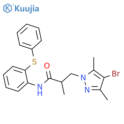 <br>3-(4-Bromo-3,5-dimethyl-pyrazol-1-yl)-2-methyl-N-(2-phenylsulfanyl-phenyl)- propionamide structure