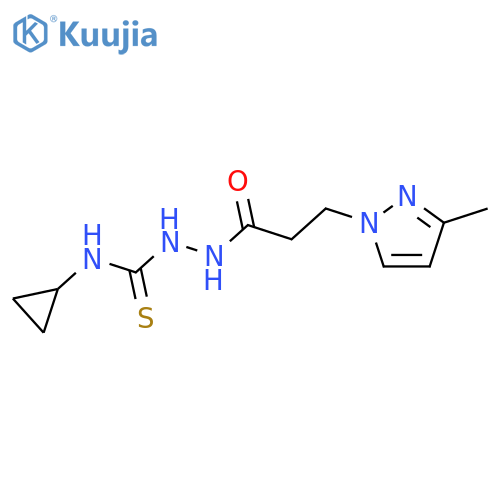 <br>N-cyclopropyl-2-[3-(3-methyl-1H-pyrazol-1-yl)propanoyl]hydrazinecarbothioam ide structure